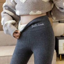 Women Soft Clouds Fleece Leggings Warm Winter Solid Pants Winter Casual Trousers