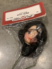 Vintage Fibre Craft No 7455 Doll Head Long Black Hair