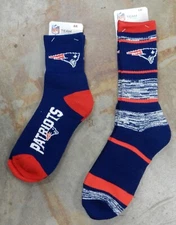 2 Pack NFL New England Patriots Socks Gift 501 Crew RMC Stripe Short Large Mens