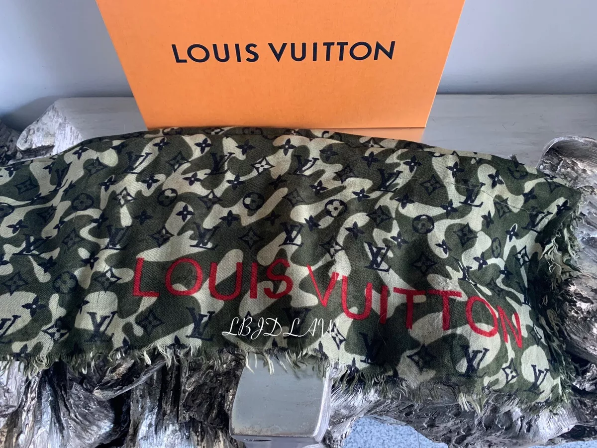 LOUIS VUITTON Monogramouflage Scarf Stole Camo Takashi Murakami