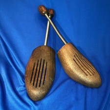 Pr EUC vtg MED all wood w/metal tension spring shoe stretchers, Western Germany
