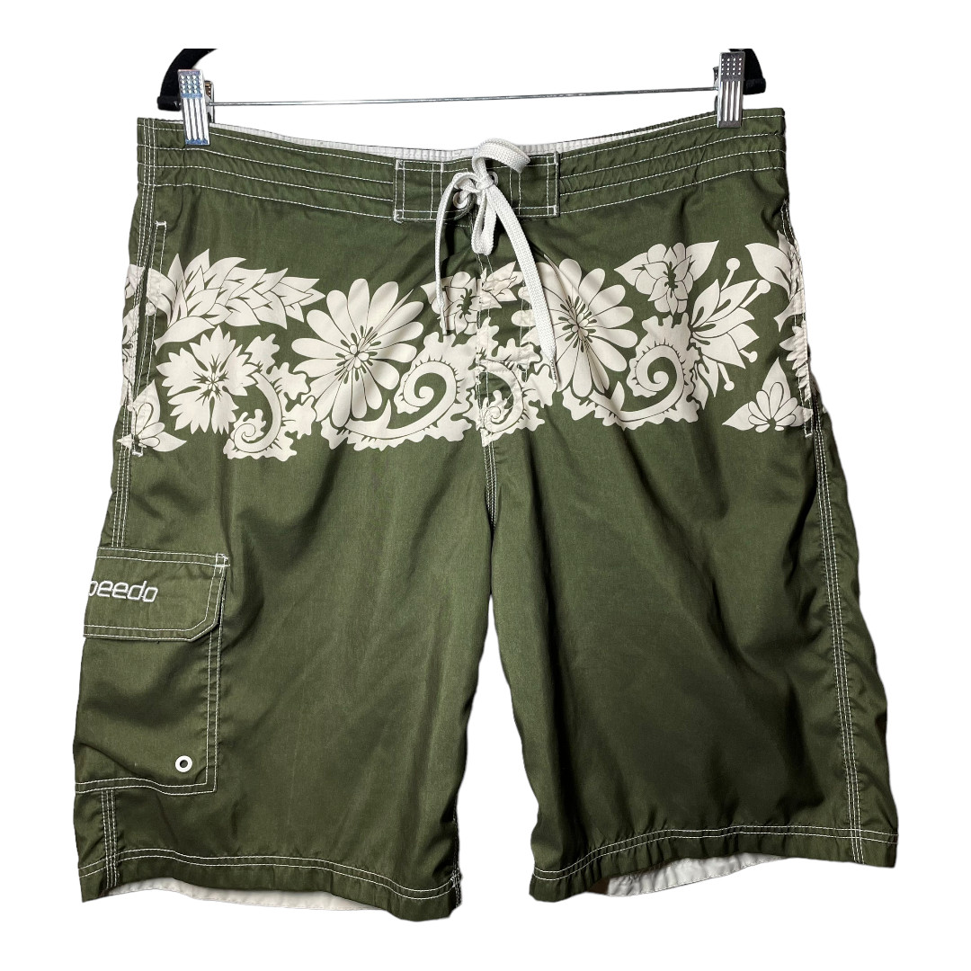 Speedo Mens Olive Green Tropical Swim Trunks Large Gem