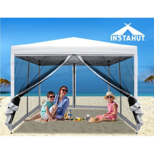 Instahut Gazebo Pop Up Marquee 3x3 Wedding Party Outdoor Camping Mesh Wall White - Picture 11 of 11