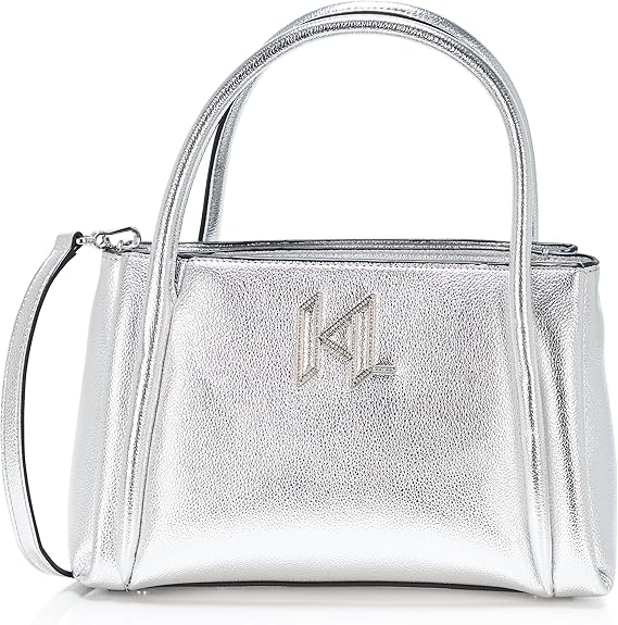 Karl Lagerfeld Paris Nouvelle Large Satchel Bag Metallic Silver