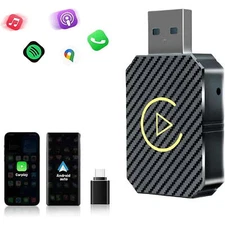 Mini 2-in-1 Wireless CarPlay Android Auto Adapter Plug & Play USB-C Dongle 2024