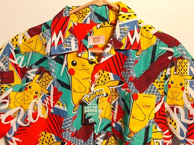 pikachu dress shirt OppoSuits Men's Pixel Pokmon Long Sleeve Shirt, White, Medium, Cotton