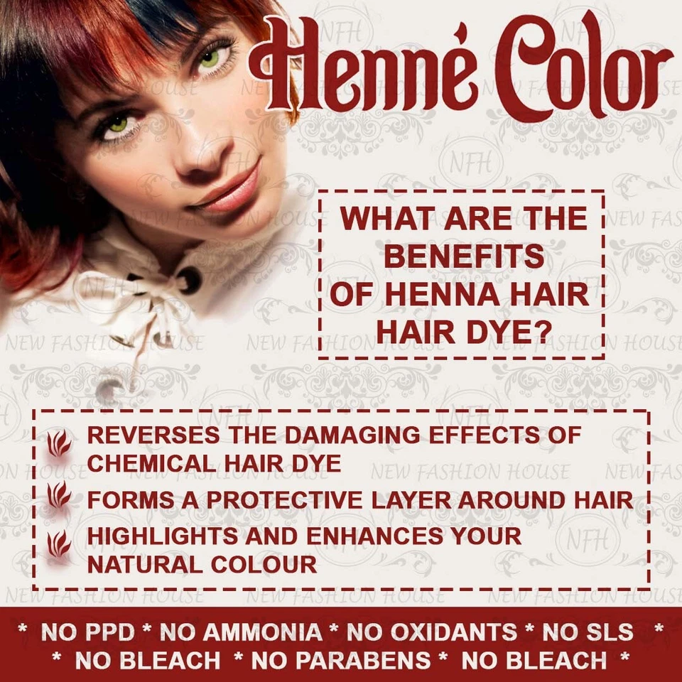 Henna Powder 100g Natural Hair Dye Henne Color AUBURN COPPER BROWN MAHOGANY - Image 2 of 4