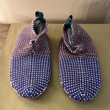 Bombas Gripper Slipper Socks Lined Kids Size 1-5 Knit Purple