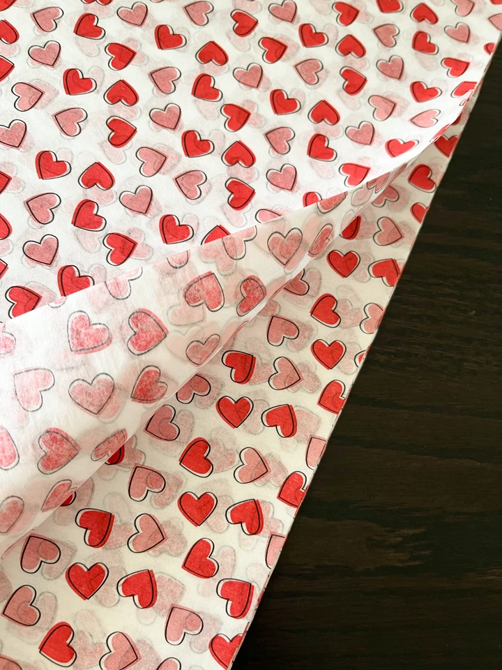 SCATTERED HEARTS Design Tissue Paper Sheets Choose Size & Package Amount - Image 4 of 4