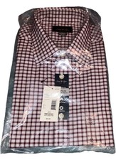 DAVID TAYLOR MAROON DRESS SHIRT PLAID CHECKERED LONG SLEEVE 15.5 34/35 NEW