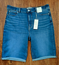 M&S Cotton Rich High Waisted Magic Denim Shorts UK 16