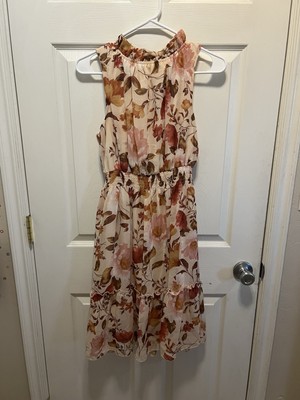 Kate And Lily Floral Sleeveless Dress Ruffled Neckline Summer Spring Size 10