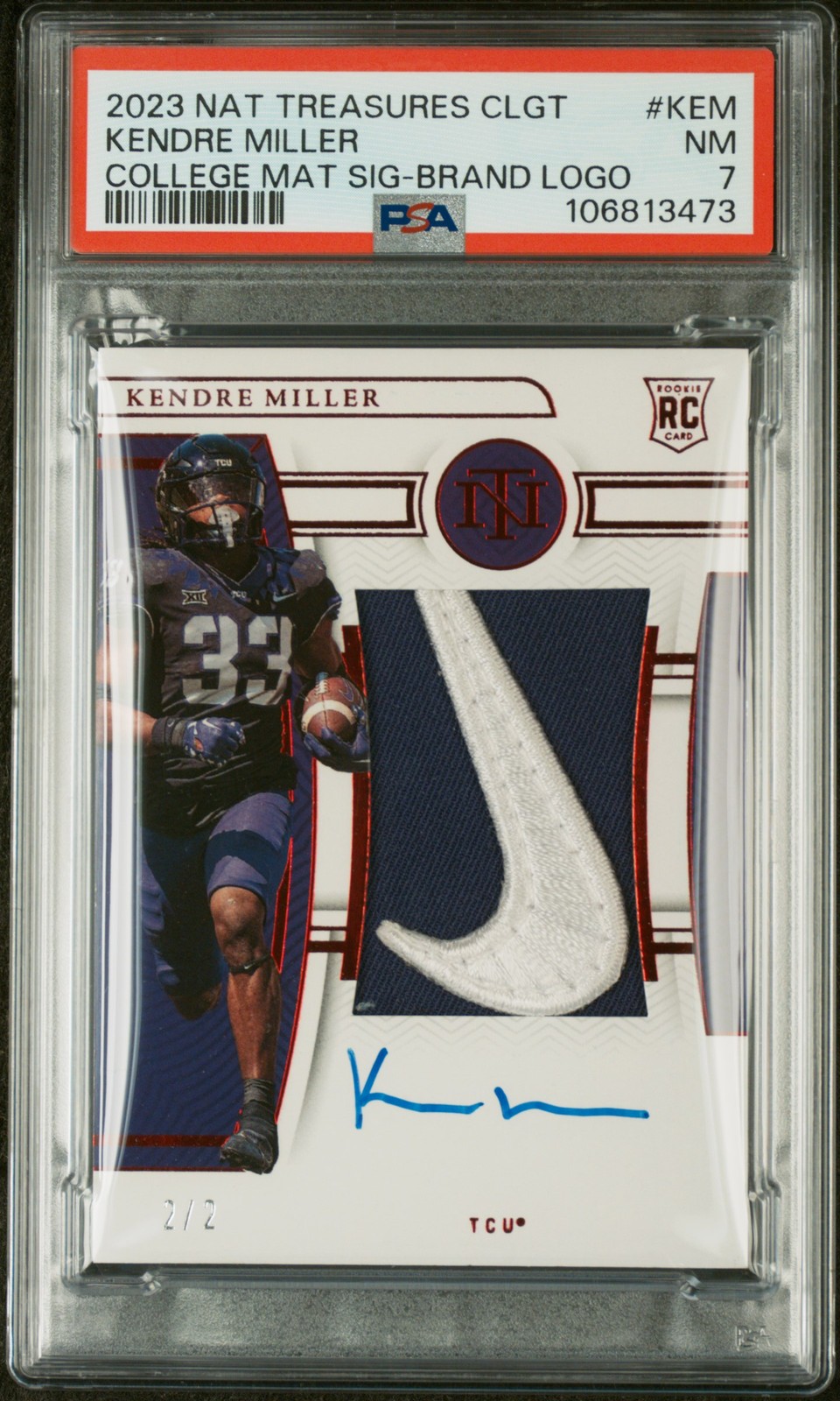 Kendre Miller Panini National Treasures Collegiate College Materials Signatures #KEM Brand Logo