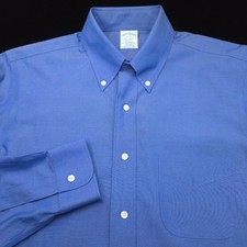 Brooks Brothers Dress Shirt 16 32 Bright Blue Pinpoint Oxford Milano SLIM