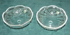 2 Vtg Crystal Bobeche,  Diamond, 5" , Lamp / Chandelier Part, 8 Pin Prism Holes