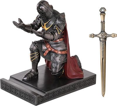 King'S Guard Leader Cloak Warrior Knight Pen Holder Mobile Phone Stand, Ornament