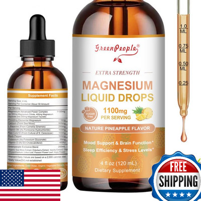 GREENPEOPLE 17-in-1 Triple Magnesium Glycinate Citrate Liquid Drop 4oz Sleep Sup