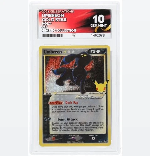 ACE 10 Umbreon Gold Star 17/17 2021 Celebrations Perfect Subgrades!!!