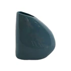 Haeger Triangular Vase 1986 Surf Teal Postmodern Art Deco 9in Tall & Wide