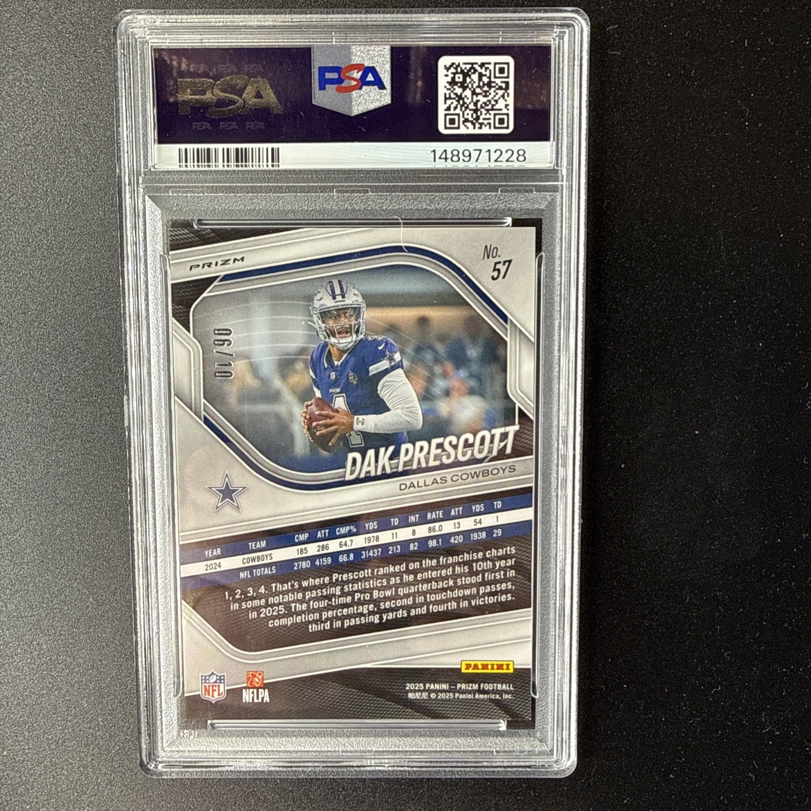 DAK PRESCOTT - 2025 Prizm Choice - Gold Choice 6/10 PSA 9 view 3