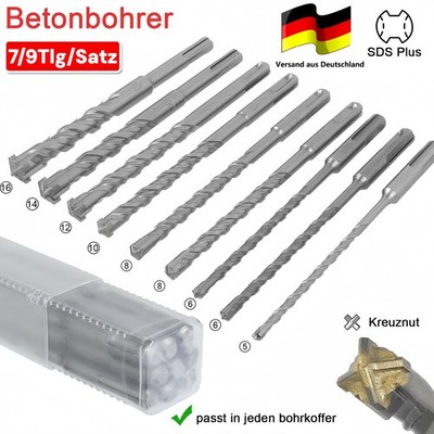 SDS-plus Betonbohrer Set 7/9x Bohrer Steinbohrer Bohrerset Hammerbohrer Ø5-16MM!