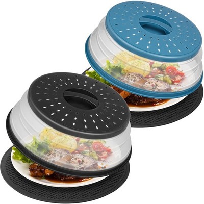 4 in 1,WENWELL 2 Microwave Splatter Cover & 2 Mat,Cooking Splash Guard with H...