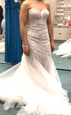 Galina Signiture Wedding Dress Sequins Beads Sleeveless Size Womens 8 NEW