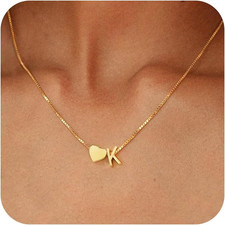 BAYLAY Gold Initial Necklaces for Women Girls, 18K Gold Plated Letter A-Z Initia