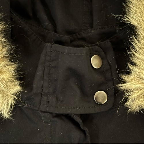 Relativity black lightweight coat with faux fur trimmed hood size large L b8 - Picture 4 of 7