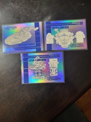 Star Trek Voyager Series 1 (One) - 3 Card ''Expand-A-Card'' Chase Set X1 X2 X3
