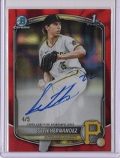2025 BOWMAN CHROME DRAFT Seth Hernandez Auto Red Lava Refractor 1st 4/5 READ!!