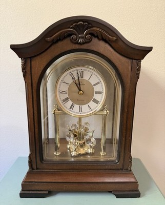 Bulova B1845 Durant Westminster Chime Mantel Clock Spinning Crystal Pendulum