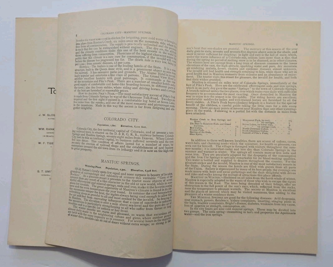 Denver and Rio Grand Railroad Tourist Handbook 1890 Map Colorado New Mexico Utah