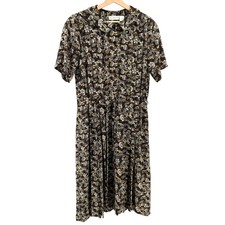 Vintage 90s Liz Claiborne Black Grunge Floral Peter Pan Collar Dress