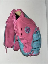 Used Girl T Ball Glove by Wilson. 10"A2446 pink and turquoise.