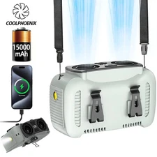 10000/15000mah Portable Waist Fan, Hanging Neck Fan Dual-Motor Fan With Clip A+