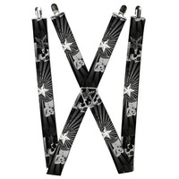 Buckle-Down Suspenders, Die Hard Skulls Stars Black Grays 1.5-Inch W (Us Import)