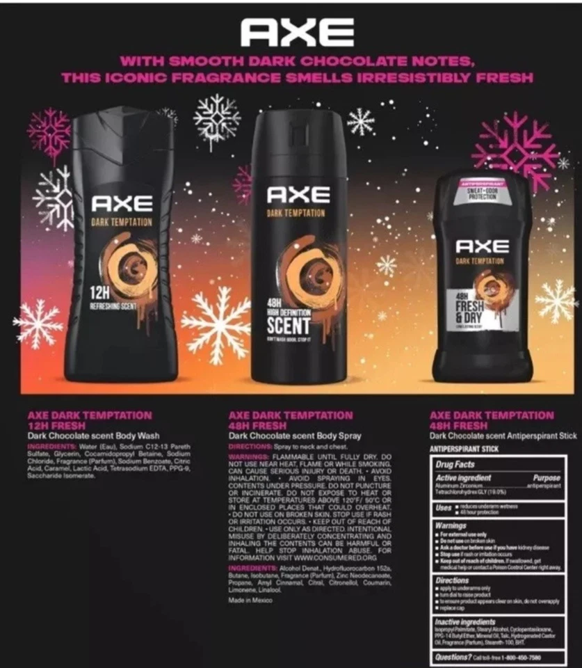 AXE Dark Temptation мужской Рождество 🎄 тела уход праздничный подарочный набор новый в коробке - Изображение 2 из 4