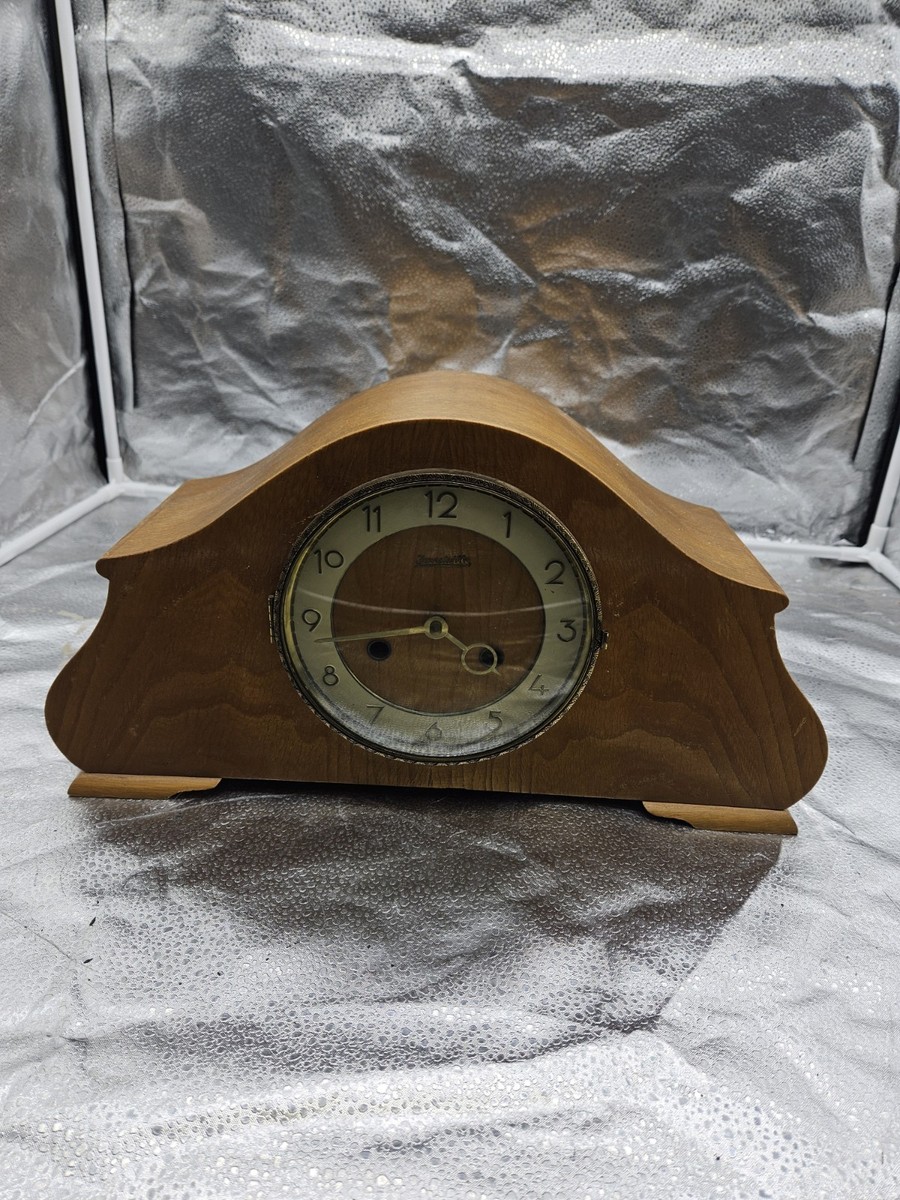 Lovely Antique Art Deco Forestville Wood Mantel Mantle Shelf Clock