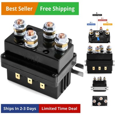 Solenoid Relay, 12V 500A Winch Relay Solenoid Replacement Contactor for 8000-...