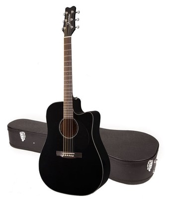 TAKAMINE JASMINE BLACK ACOUSTIC ELECTRIC DREADNOUGHT CUTAWAY GUITAR w/ TUNER