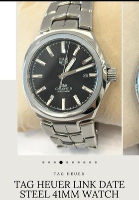 TAG Heuer Link Calibre 5 Automatic Date Stainless Steel 41mm Black Dial Watch
