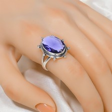 Handmade Blue Iolite Gemstone 925 Sterling Silver Ring, Valentine's Day Gift