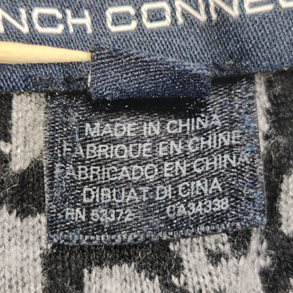 Suéter de mujer French Connection talla L negro gris estampado animal cuello redondo pulóver Foto 3 de 4