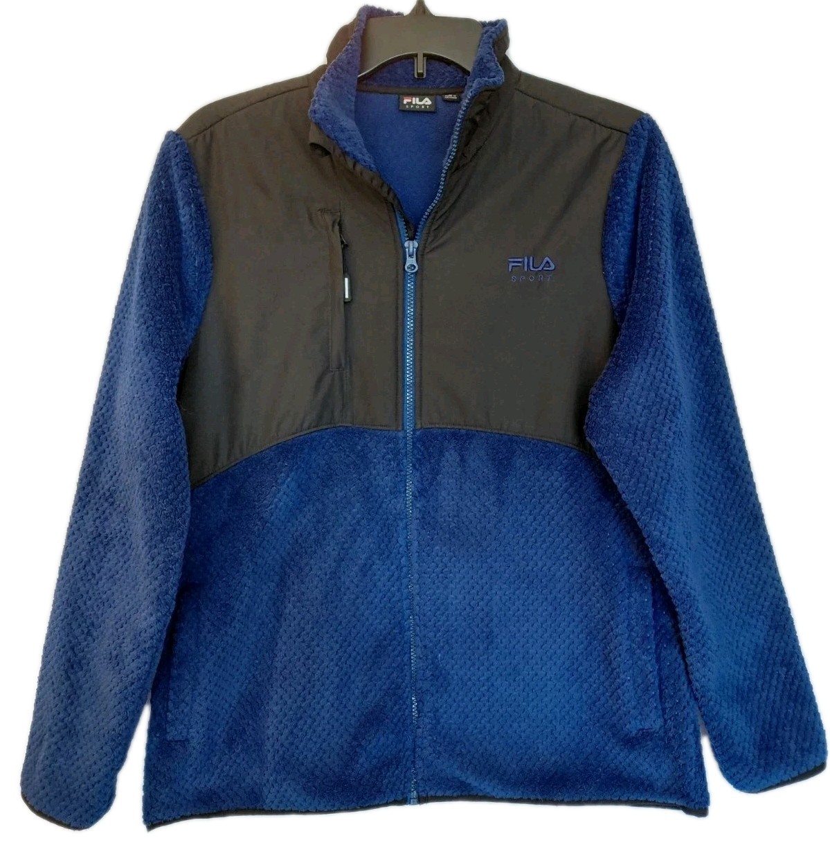 FILA Sport Women's Size L Athleisure Full Zip Fleece Blue and Black Jacket