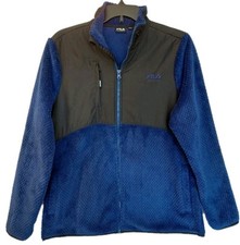 FILA Sport Women's Size L Athleisure Full Zip Fleece Blue and Black Jacket