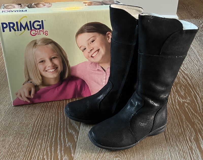 Primigi Girls Black Tall Leather Boots Size EURO 27/US 10 NIB