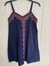Boho Style Women’s Navy Blue Dress Medium Embroidery And Lining