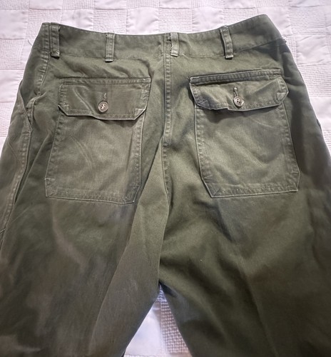 Vintage Vietnam Ära OD grüne Hose Zipper Fly Gr. 34/27 Canvas/Denim Typ  - Bild 6 von 7