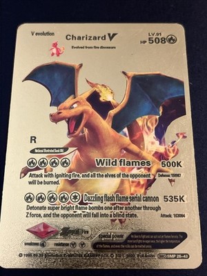 1995 Pokemon Charizard V Evolution 508HP Gold Foil Fan Art Card SMP 26-43